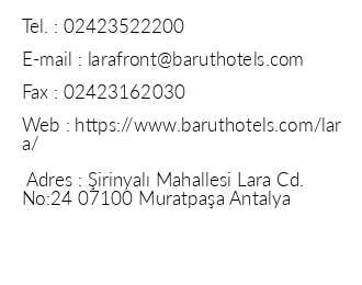 Akra Barut Hotel iletiim bilgileri
